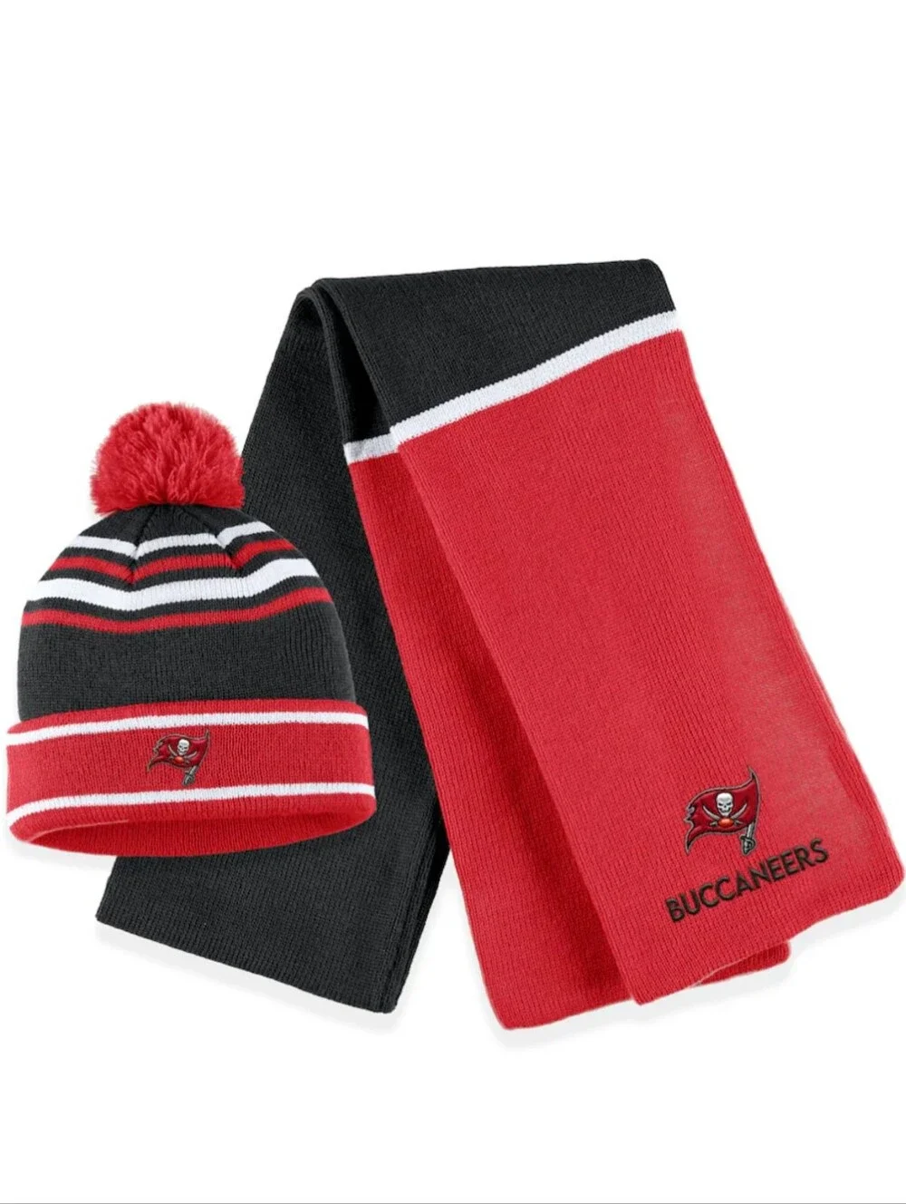 WEAR by Erin Andrews Tampa Bay Buccaneers Colorblock Cuffed Knit Hat Scarf Set